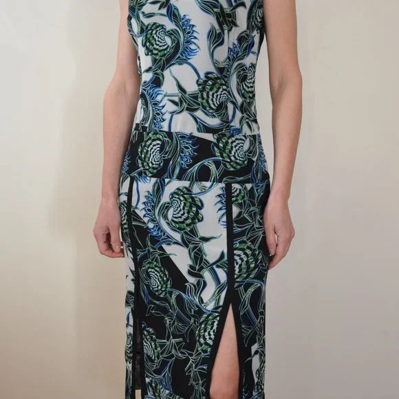 cavalli green dress Green Printed Sleeveless Dress – Maison-B-More Global Store